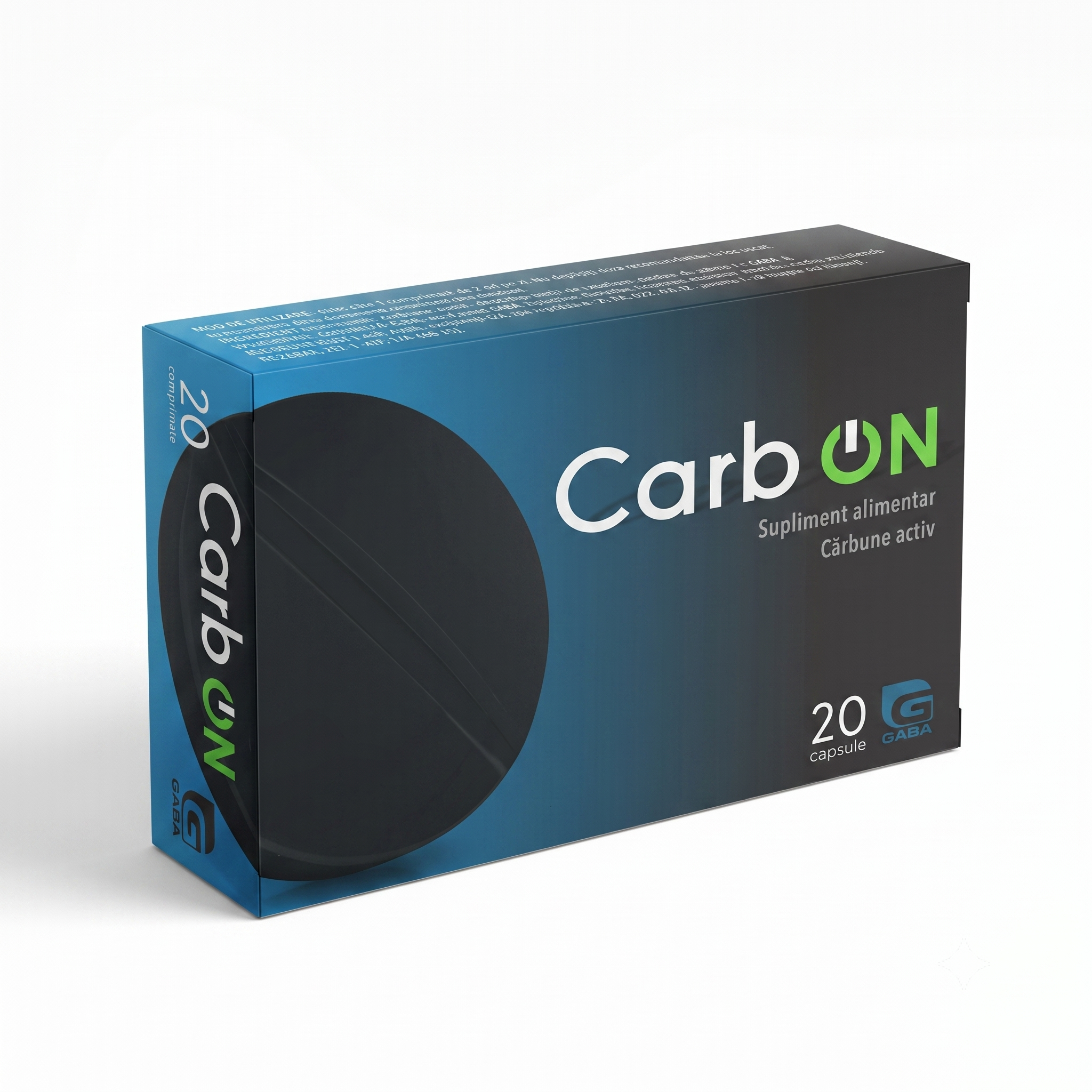 CarbON – Cărbune Activ 250 mg, 20 comprimate – anti balonare și disconfort digestiv